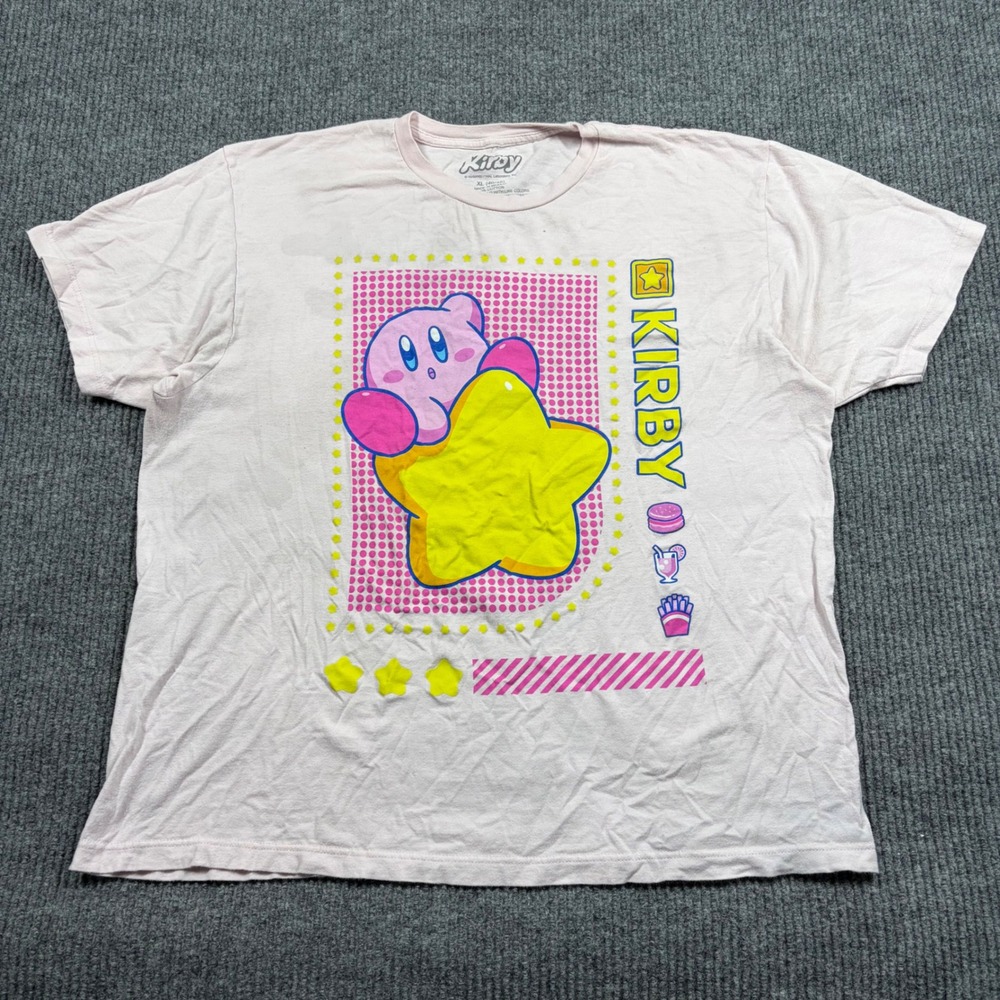 Nintendo Shirt Womens XL Kirby Star Graphic PinkCotton Short Sleeve Tee